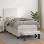vidaXL Sommier à lattes de lit avec matelas Blanc 100x200cm Similicuir