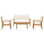 Ensemble de canapé de jardin 4 pièces avec coussins en bois d'acacia