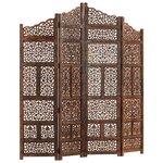 vidaXL Cloison de séparation 4 panneaux Marron 160x165cm Bois manguier