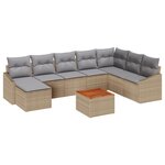 vidaXL Ensemble de canapés de jardin 9 pièces avec coussins Beige Rotin Poly Acacia