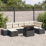 vidaXL Ensemble de salle à manger de jardin 8 pièces avec coussins Noir Poly Rotin Acacia