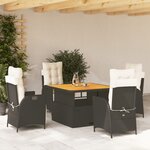vidaXL Ensemble à manger de jardin coussins 5Pièces Noir Résine tressée