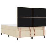 vidaXL Lit à Ressorts avec Matelas & Banc Crème 140x190 cm Tissu