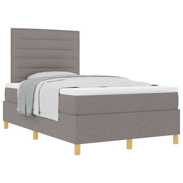 vidaXL Lit avec sommier et matelas taupe petit double en tissu