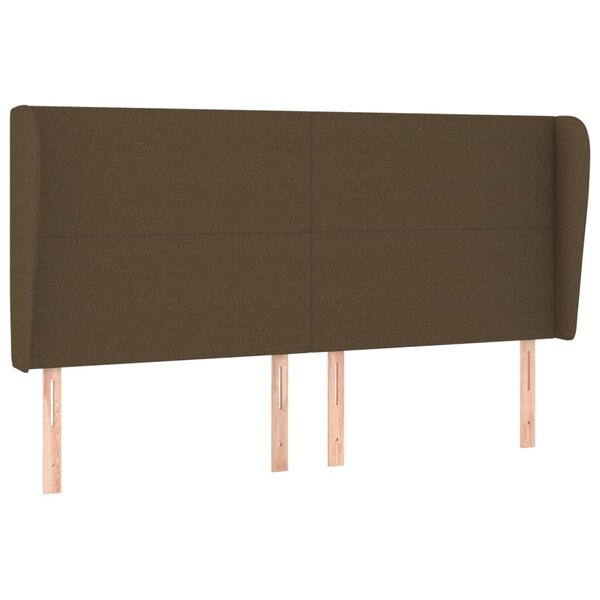 vidaXL Tête de lit avec oreilles Marron foncé 203x23x118/128 cm Tissu