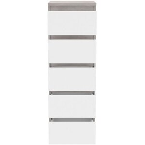 Commode CHELSEA 5 tiroirs - 41 8 cm - optique béton clair KILOX et blanc mat