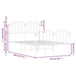 vidaXL Cadre de lit métal sans matelas et pied de lit blanc 120x190 cm