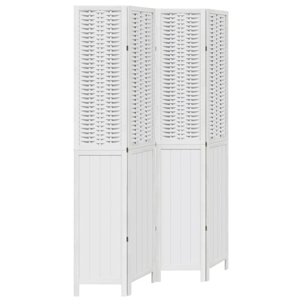 vidaXL Cloison de séparation 4 panneaux blanc bois de paulownia massif