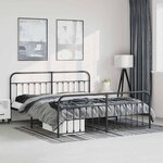 vidaXL Cadre de lit métal sans matelas avec pied de lit noir 193x203cm