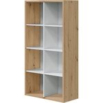 Bibliotheque étagere NOA - Blanc et chêne - 8 cases - 137 x 71 5 x 33 cm