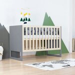 Lit bébé CHRUPPY 60 x 120 cm gris et verni