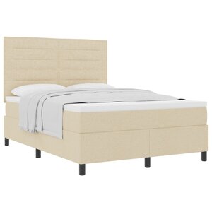vidaXL Lit à ressorts avec matelas crème 140x190 cm Tissu