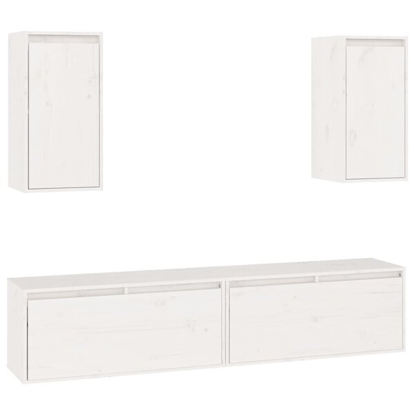 vidaXL Meubles TV 4 Pièces Blanc Bois massif de pin