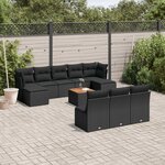 vidaXL Salon de jardin 11 Pièces avec coussins noir résine tressée