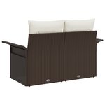 Canapé de jardin 2 places vidaXL avec coussins en poly rattan brun