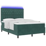 lit Box Spring vidaXL avec matelas et LED vert foncé 160x200 cm en velours
