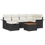 vidaXL Canapé de jardin 7 pièces avec coussins en poly rotin noir