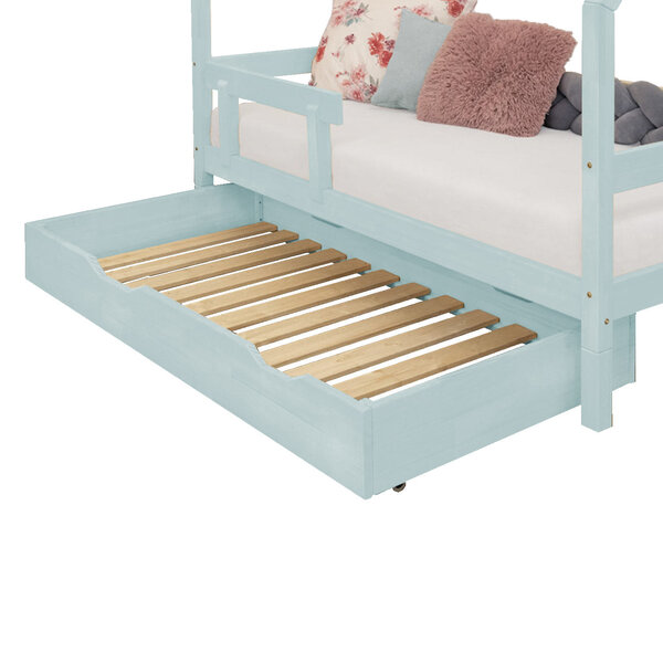 Tiroir de lit 90 x 200 avec sommier BUDDY - bleu clair