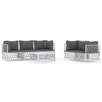 vidaXL Salon de jardin avec coussins 6 Pièces blanc acier