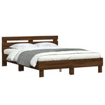 vidaXL Cadre de lit avec tête de lit chêne marron 150x200 cm