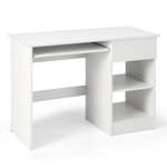 Bureau droit 108 x 48 x 75 cm plateau clavier coulissant 1 grand tiroir 1 étagère réglable et amovible blanc 20_0005667
