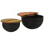 vidaXL Ensemble de tables basses 2 Pièces noir bois récupération massif