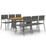 vidaXL Ensemble à manger d'extérieur 7 Pièces Résine tressée Gris