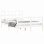 vidaXL Cadre de lit avec tête de lit blanc 120x200 cm bois massif