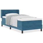 Lit Box Spring vidaXL avec Matelas Bleu Foncé 100x200 cm Velours