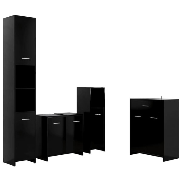vidaXL Ensemble de meubles de salle de bain 4 Pièces Noir
