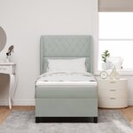 Lit avec sommier de vidaXL et matelas Gris clair 90x190 cm Velours