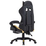 Chaise fauteuil siège pivotante de bureau informatique étude de jeux vidéo avec repose-pied Doré et similicuir or 02_0024218