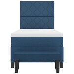 vidaXL Lit à Ressorts avec Matelas et Banc Bleu 100x200 cm Tissu