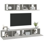 vidaXL Ensemble de meubles TV 4 Pièces Gris béton Bois d'ingénierie