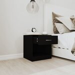 vidaXL Tables de chevet 2 Pièces avec tiroir Noir