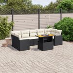 vidaXL Salon de jardin 8 Pièces avec coussins noir résine tressée
