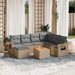 vidaXL Salon de jardin avec coussins 8 Pièces beige résine tressée