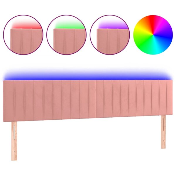 vidaXL Tête de lit à LED Rose 180x5x78/88 cm Velours