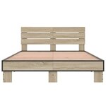 vidaXL Cadre de lit chêne sonoma 135x190 cm bois d'ingénierie et métal