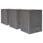 vidaXL Composteurs de jardin 3 Pièces 60x60x83 cm 900 L Plastique rotin