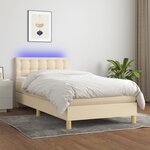 vidaXL Sommier à lattes de lit avec matelas LED Crème 90x190 cm Tissu
