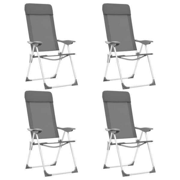 vidaXL Chaises de camping pliables 4 Pièces Gris Aluminium