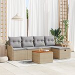 Ensemble de canapé de jardin 6 pièces vidaXL beige avec coussins poly rattan