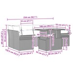 vidaXL Set de Canapés de Jardin 7 Pièces avec Coussins Noir Poly Rattan Acacia