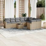 vidaXL Salon de jardin avec coussins 10 Pièces beige résine tressée