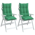 vidaXL Coussins de chaise à dossier haut lot de 2 vert tissu oxford