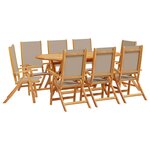 vidaXL Ensemble à manger de jardin 9Pièces bois d'acacia solide textilène