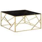 vidaXL Table basse doré acier inoxydable et verre trempé