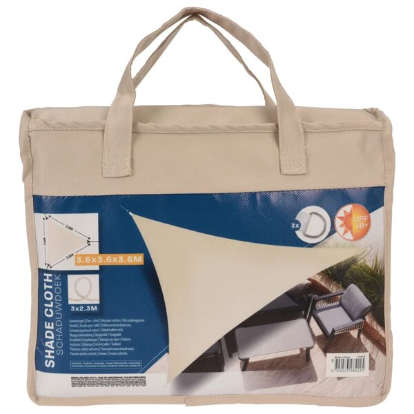 ProGarden Toile d'ombrage 3 6x3 6x3 6 m crème triangulaire