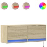 vidaXL Meuble TV mural avec lumières LED chêne sonoma 100x31x35 cm